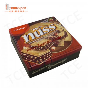 TCE- NYE PRODUKTER SQUARE Metal kan cookie kiks tin 0,28 mm tinplate