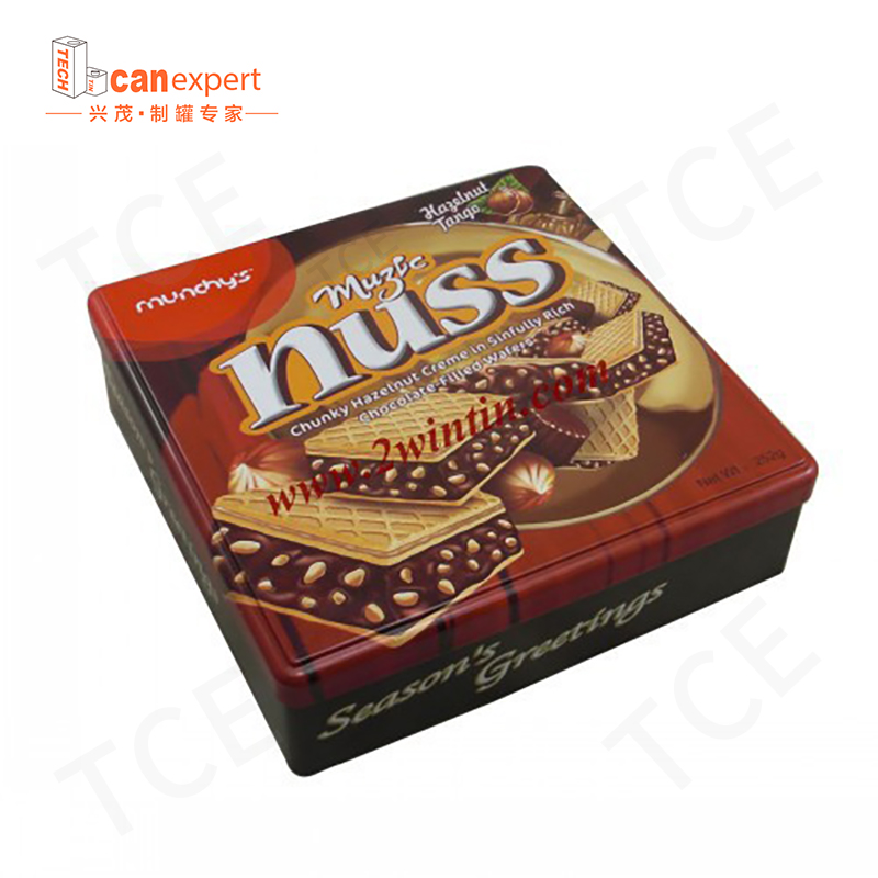 TCE- NYE PRODUKTER SQUARE Metal kan cookie kiks tin 0,28 mm tinplate